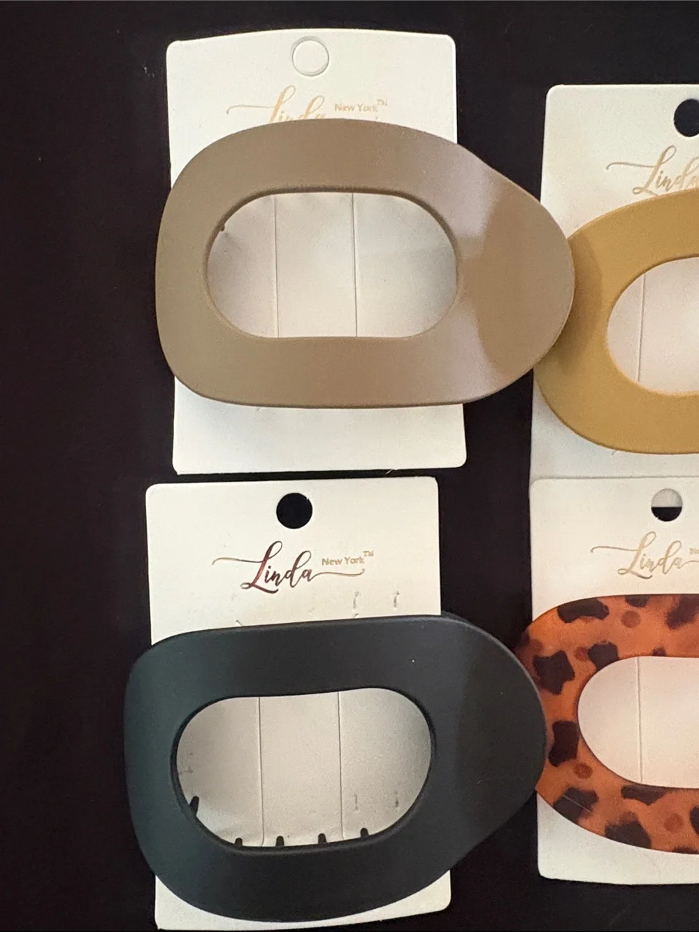 Oval Flat Back Hair Claw Clips- Assorted Colors Set Of 6